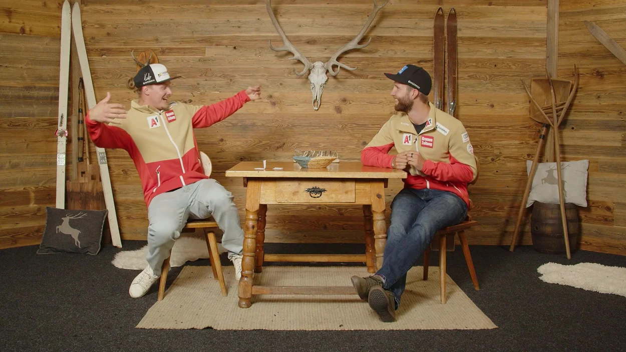 „Wer bin i Oida?" Summe den Song mit Manuel Feller und Marco Schwarz