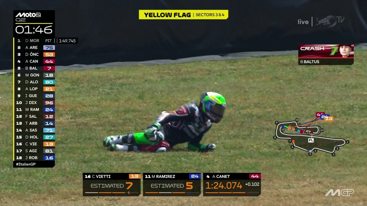 Doppel-Crash in der Moto2 in Mugello: Salac stürzt, Baltus fliegt ab